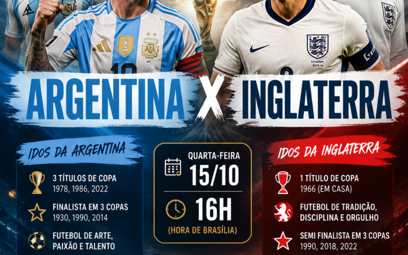 Assista ao vivo Argentina x Inglaterra aqui pela LiveMove PT